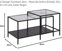 Mesas centro salón, cristal y metal. Nuevas.