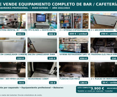 Se vende equipamiento completo de bar/cafetería
